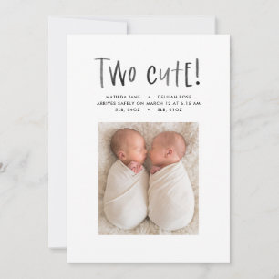 Faire-part Annonce de naissance jumeaux photo minimaliste mod
