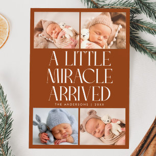 Faire-part Annonce de naissance Miracle de Noël en Terracotta