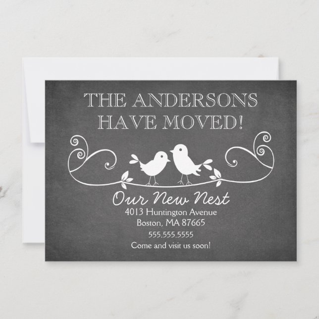 Faire-part Annonce de nouvelle adresse avec oiseaux amoureux  (Devant)