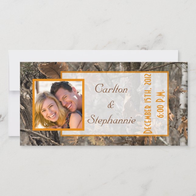 Faire-part Annonce de photo chic camouflage de chasseur (Devant)