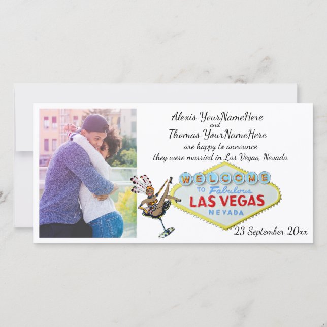 Faire-part Annonce de photo de mariage à Las Vegas (Devant)
