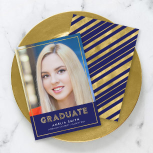 Faire-part Annonce de remise de diplôme avec photo géométriqu