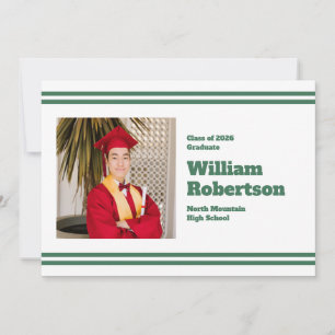 Faire-part Annonce de remise de diplôme Simple Green Stripes