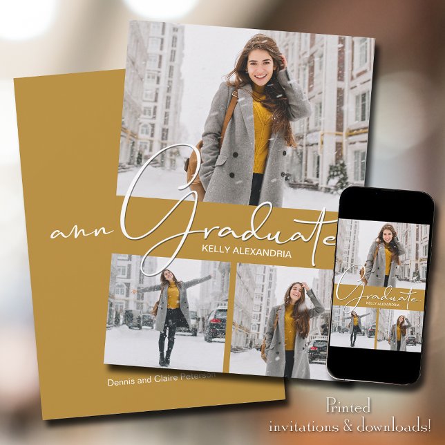 Faire-part Annonce de remise de diplôme verticale avec 3 phot (Créateur téléchargé)