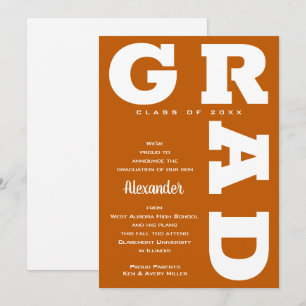 Faire-part Annonce de remise de diplômes dégradé orange brûlé