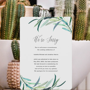 Faire-part Annonce du report du mariage botanique feuillu