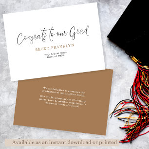 Faire-part Annonce minimaliste de graduation de script