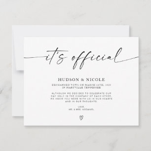 Faire-part Annonce officielle de mariage après une fugue amou