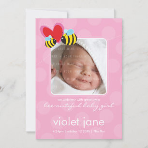 Faire-part ANNONCES DE NAISSANCE : : abeille-autiful 4P