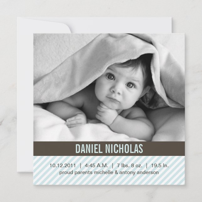 Faire-part Annonces de naissance de bébé Pinstripes modernes (Devant)