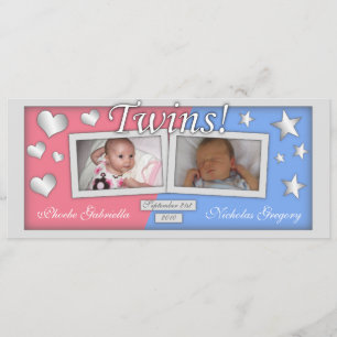 Faire-part Annonces de naissance de fille et garçon jumeaux
