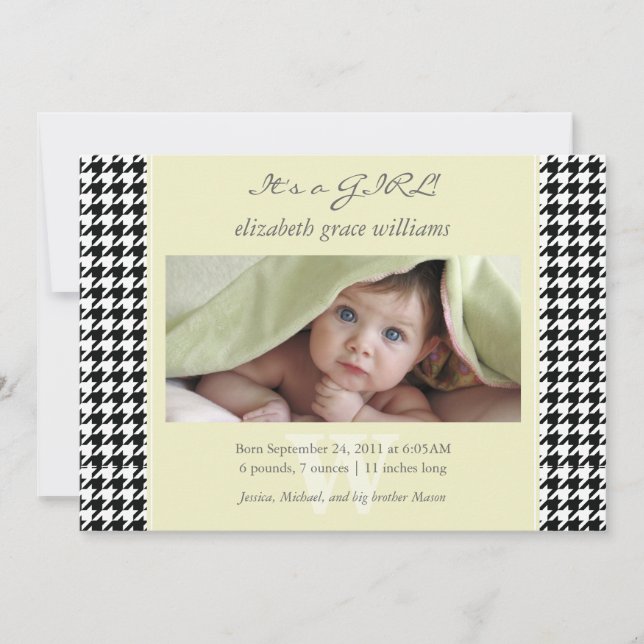 Faire-part Annonces de naissance de Houndstooth (Devant)