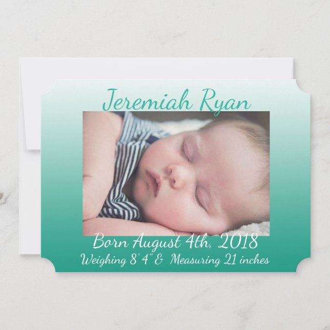 Faire-part Annonces de naissance de photos de bébé vert perso (Devant)