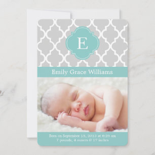Faire-part Annonces de naissance du monogramme de Quatrefoil 