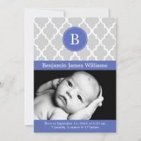 Annonces de naissance du monogramme Royal Blue Qua