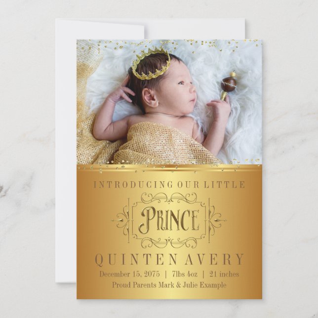 Faire-part Annonces de naissance du Prince d'or (Devant)