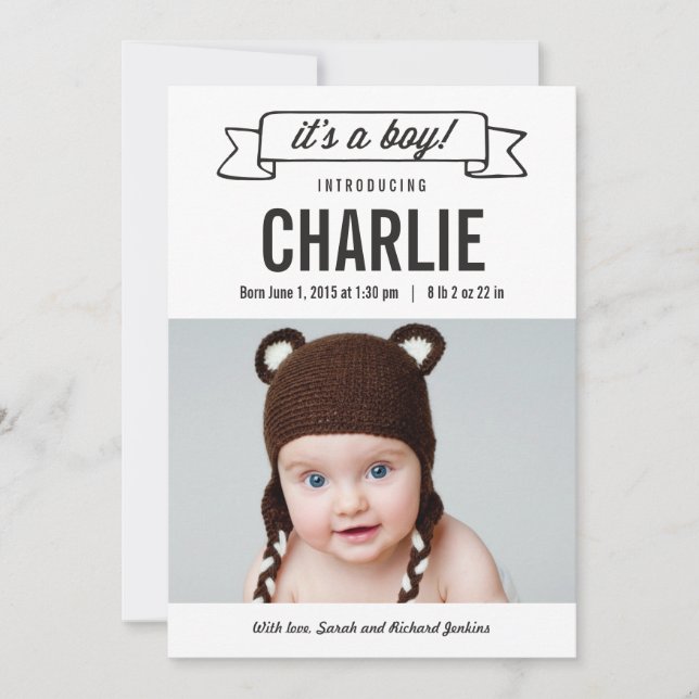 Faire-part Annonces de naissance d'une bannière de charme - G (Devant)