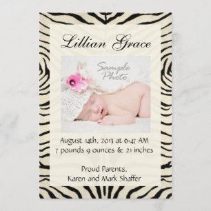 Faire-part Annonces de naissance Zebra