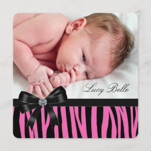 Faire-part Annonces de naissance Zèbre Rose