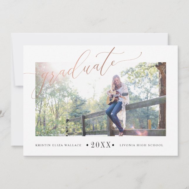 Faire-part Annonces d'obtention d'un diplôme Rose simple (Devant)