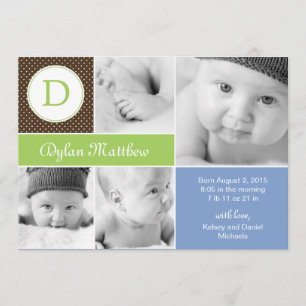 Faire-part Annonces initiales de naissance modernes - Bleu