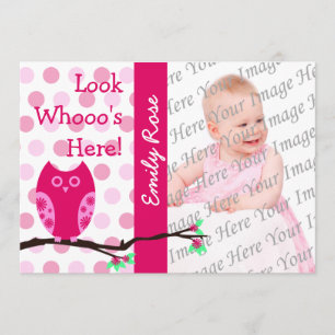 Faire-part Annonces roses d'adoption de hibou