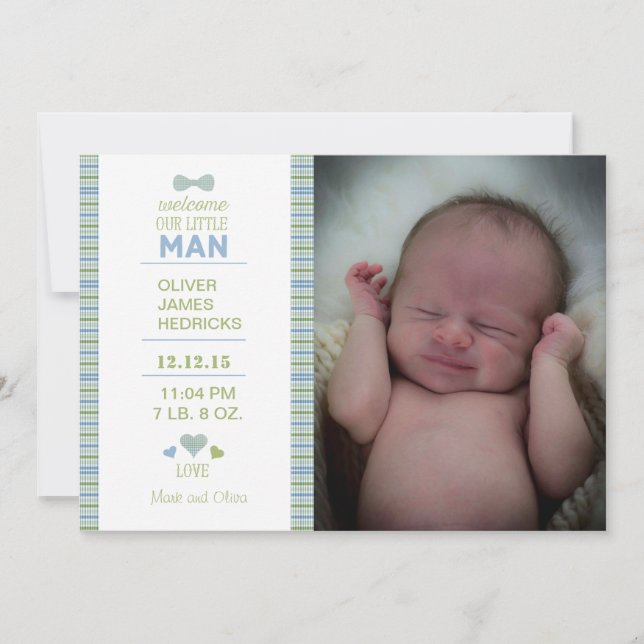 Faire-part Anonyme de naissance de petit homme (Devant)