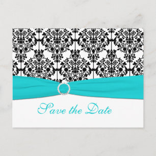 Faire-part Aqua, Blanc et Noir Carte Postale de sauvegarde de