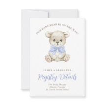 Aquarelle Bébé Ours Bleu Bow Cadeau Registre