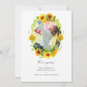 Faire-part Aquarelle Boho Sunflowers Photo Grossesse