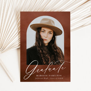 Faire-part Aquarelle Brown Arc Photo Graduation
