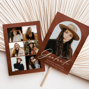 Faire-part Aquarelle Brown Arch 7 Photo Collage Graduation