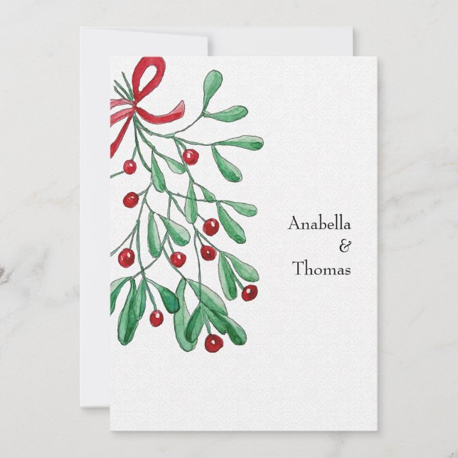 Faire-part Aquarelle de Noël Rustique Mistletoe (Devant)
