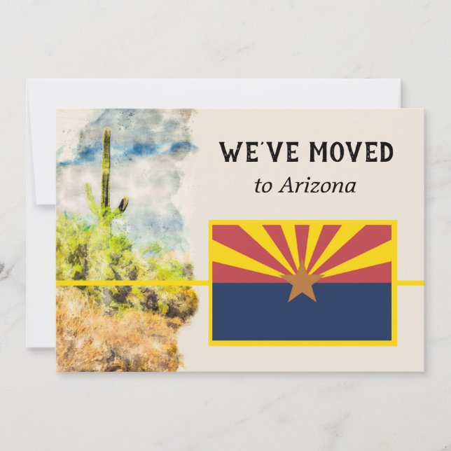 Faire-part Aquarelle de Saguaro Cactus Arizona Drapeau Déplac (Devant)