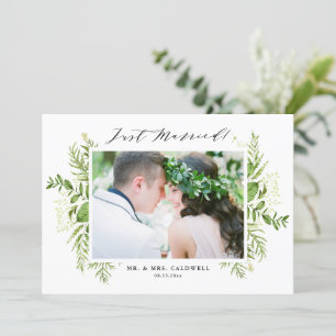 Faire-part Aquarelle Foliage sauvage Horizontal Juste Marié