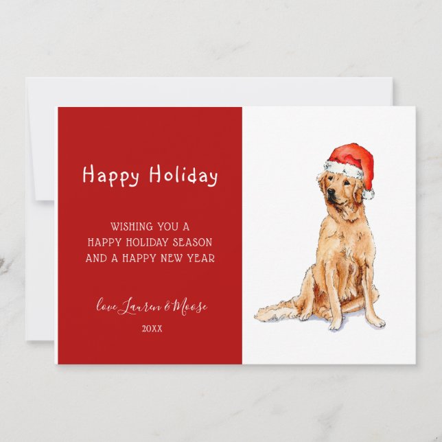 Faire-part Aquarelle Golden retriever Holiday (Devant)