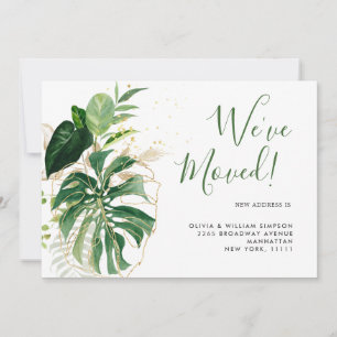 Faire-part Aquarelle moderne Jungle Vert tropical Déménagemen