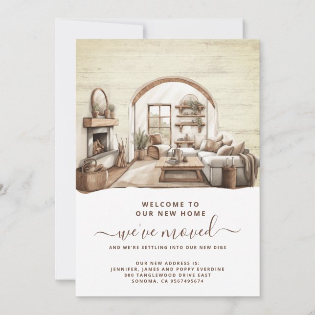 Faire-part Aquarelle Moving Home Home Intérieur (Devant)