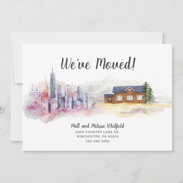 Faire-part Aquarelle Nous avons déplacé la ville vers la camp (Devant)