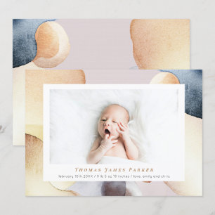 Faire-part Aquarelle photo moderne naissance