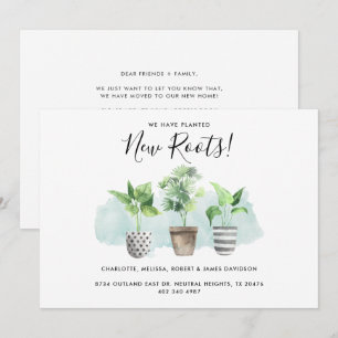 Faire-part Aquarelle Plantée Nouvelles Racines Déplacement d'