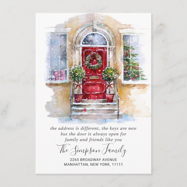 Faire-part Aquarelle Porte de Noël (Devant)