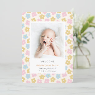 Faire-part Aquarelle simple arc-en-ciel Florale naissance