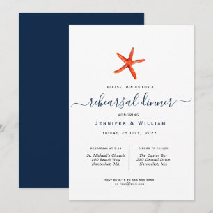 Faire-part Aquarelle Starfish Dîner de répétition mariage
