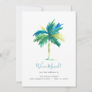 Faire-part Aquarelle tropicale Palm Tree Changement d'adresse