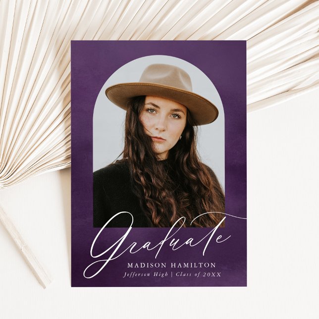 Faire-part Aquarelle violet Arc Photo Graduation (Créateur téléchargé)