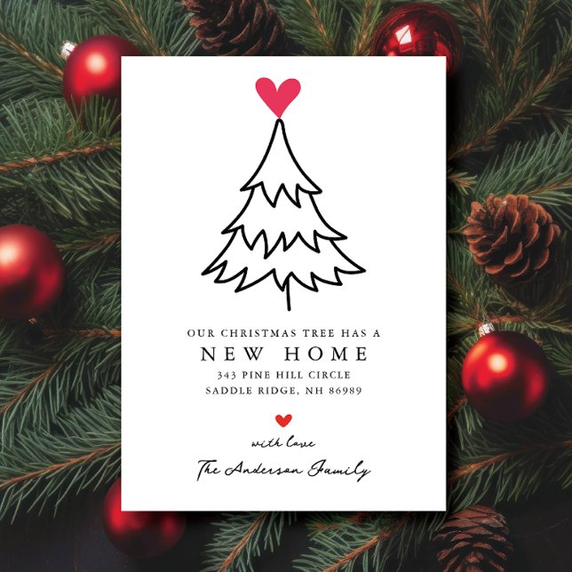 Faire-part Arbre de Noël de coeur Nouveau foyer Se déplacer (Créateur téléchargé)