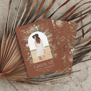 Faire-part Arc de classe 1 photo terracotta botanique moderne