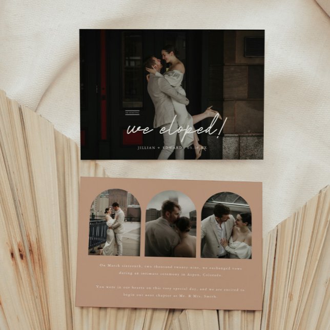 Faire-part Arc Mariage Beige Multi Photo Elopement (Créateur téléchargé)