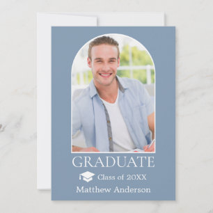 Faire-part Arc moderne Casquette Dusty Blue Graduation
